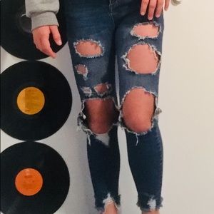 Ripped cropped skinny jeans